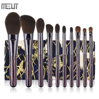 10pcs Wooden handle Makeup Brush Set wool fiber Foundation Brush with Bag