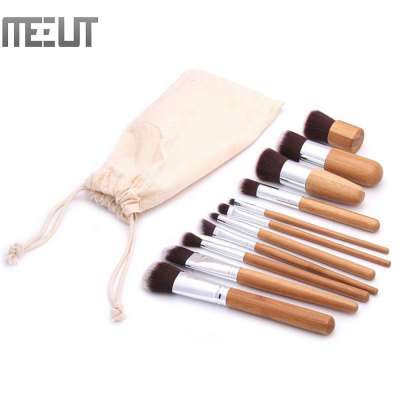 11pcs  Bamboo Handle professional powder foundation eyeshadow makeup brush set